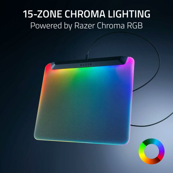 Razer Firefly V2 Pro - RGB backlit gaming mouse mat - Integrated USB Port (15 Zone LED Lighting, Micro-etched Textured Surface for Optimal Tracking, Detachable USB-C Cable) Black