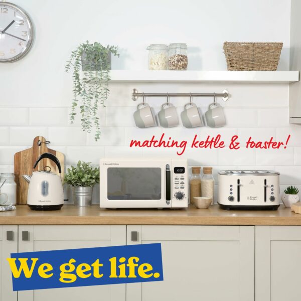 Russell Hobbs RHM2026C STYLEVIA 20 Litre 800 W Cream Digital Microwave, 5 Power Levels, Mirror Finish, 8 Auto Cook Settings