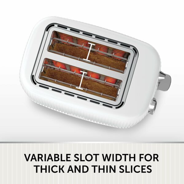 Breville Bold White 2-Slice Toaster with High-Lift and Wide Slots | White and Silver Chrome [VTR037]