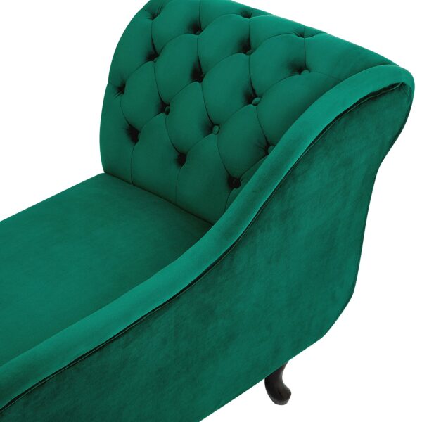 Vintage Style Left Hand Chaise Lounge Velvet Fabric Chesterfield Green Nimes