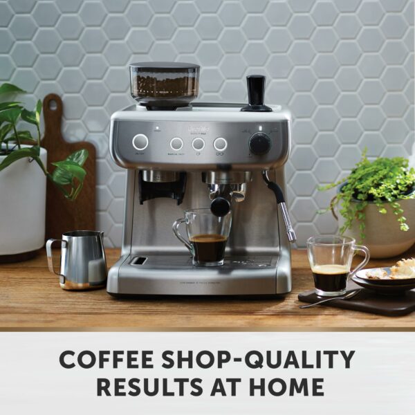 Breville Barista Max Espresso Machine , Latte & Cappuccino Coffee Maker with Integrated Bean Grinder & Steam Wand , 2.8 L Water Tank , 15 Bar Italian Pump , Stainless Steel