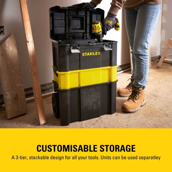 Stanley Essential Rolling Workshop Toolbox, 3-in1 Stackable Units, Portable Tool Solution, STST1-80151