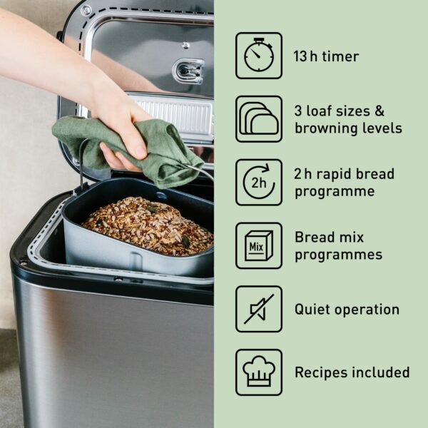 Panasonic SD-YR2550SXC Fully Automatic Breadmaker, Horizontal Design and Yeast Dispenser, 31 Automatic Programmes,, Dual Temperature Sensors, 13 Hours Digital Timer, Silver
