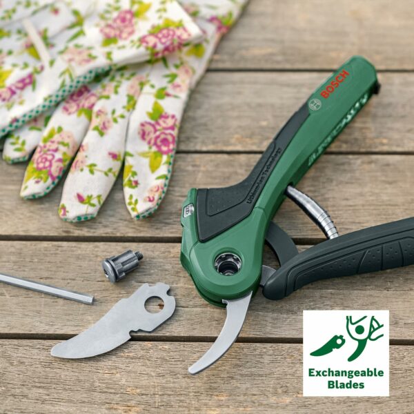 Bosch Cordless Secateurs EasyPrune (Integrated 3.6 Volt Battery; 450 Cuts per Battery Charge; Rechargeable with Micro-USB Cable; in Carton Packaging)