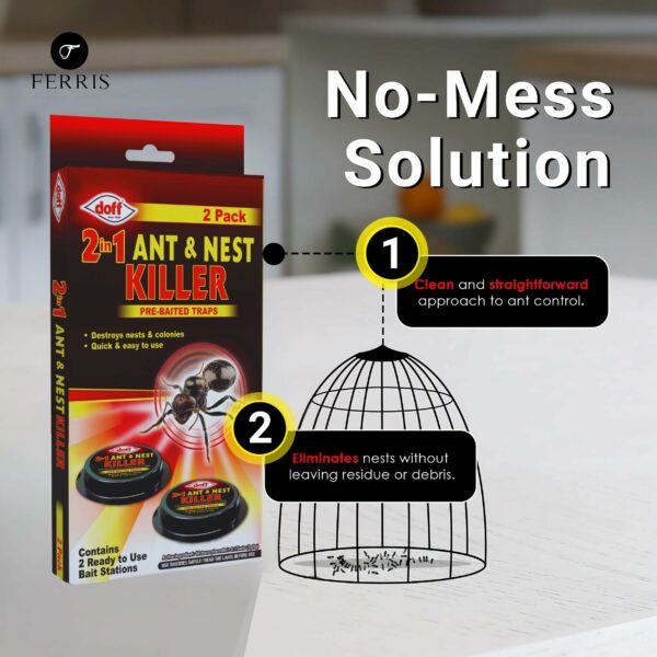 FERRIS | 2pk Ant Killer Bait Station Destroys Ants and their Nests | Ant Traps used Indoors, Kills Ant Colonies Use at Home & Garden | Strongest Control System - Clean and Easy to Use, Creates No Mess
