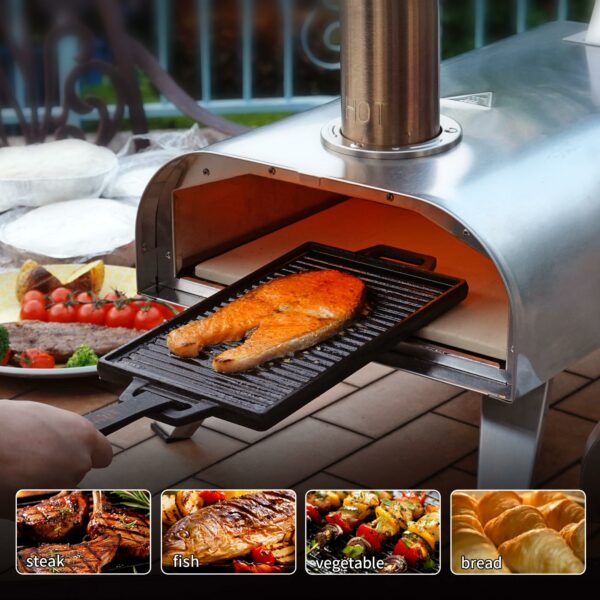 BIG HORN OUTDOORS Pizza Ovens Wood Pellet Pizza Oven Wood Fired Pizza Maker Portable Stainless Steel Pizza Grill