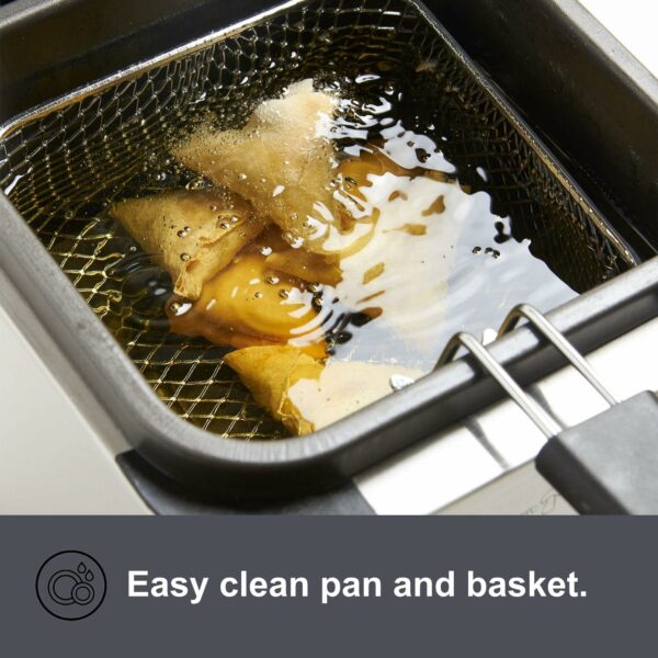 VonShef Deep Fat Fryer- Stainless Steel 1.5L Fryer with Easy to Use Adjustable Temperature Control, Indicator Lights, Observation Window, Non-Stick Removable Basket for Easy Clean & Non-Slip Feet