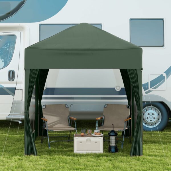 Outsunny 2 x 2 m Garden Pop Up Gazebo, Wedding Party Tent Marquee, Water Resistant Awning Canopy With Sidewalls, Windows, Carry Bag, Green