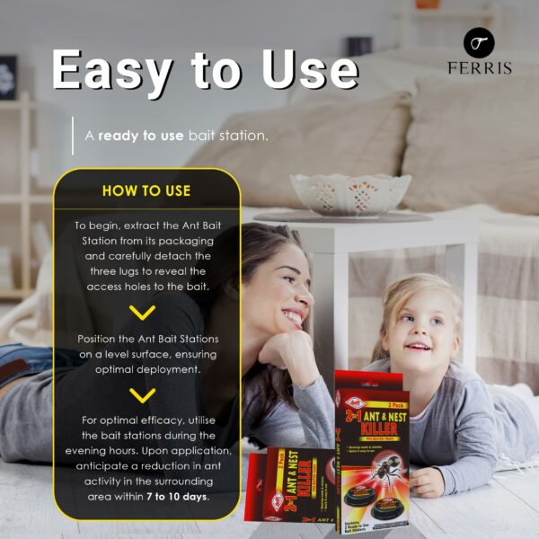 FERRIS | 2pk Ant Killer Bait Station Destroys Ants and their Nests | Ant Traps used Indoors, Kills Ant Colonies Use at Home & Garden | Strongest Control System - Clean and Easy to Use, Creates No Mess