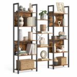 Vasagle Bookcase, Bookshelf with 14 Shelves, Metal Frame, Shelf Unit for Living Room, Home Office, Industrial Style