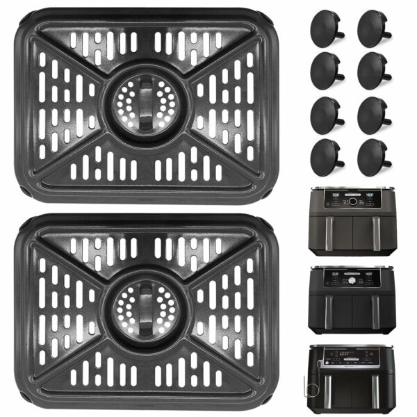 GWYXC Air Fryer Grill Pan for Ninja Foodi AF400UK 9.5L 6 in 1 AF500UK 10.4L 7 in 1 DualZone 2 Drawers Air Fryer, Replacement Air Fryer Crisper Plate Grill Plate Tray Accessories, Dishwasher Safe