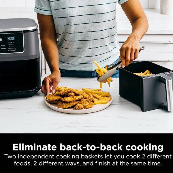 Ninja DZ401 Foodi 10 Quart 6-in-1 DualZone XL 2-Basket Air Fryer with 2 Independent Frying Baskets