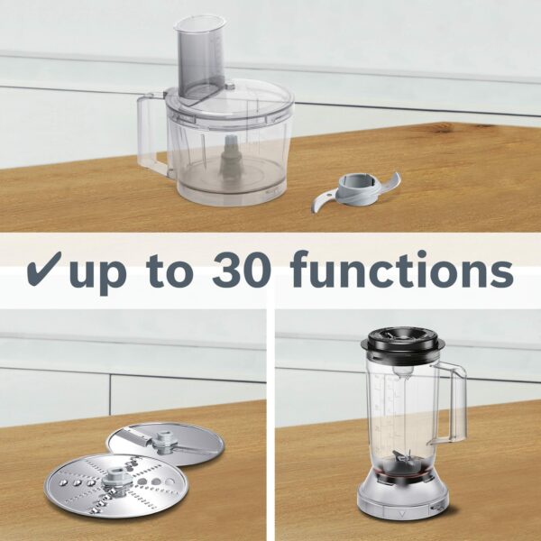 Bosch MultiTalent 3 MCM3201BGB 800W 2.3L Food Processor with 2 speeds, 1 litre blender and/Slicing/Grating/Beating attachments. - Black