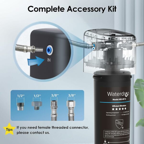 Waterdrop 10UA Under Sink Water Filter, 30,000 Liters High Capacity Water Filter System, NSF/ANSI 42 Certified,Reduce PFAS, PFOA/PFOS, Reduce Lead, Chlorine, Bad Taste, Odor