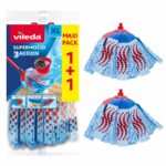 Vileda SuperMocio 3Action XL Mop Refill, Pack of 2 SuperMocio 3 Action Mop Head Replacements, Fits all SuperMocio Mops, Authentic Vileda Mop Head