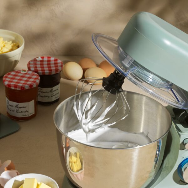 Progress EK5234PTEAL Go Bake Stand Mixer- Large Electric Whisk with 4L Stainless Steel Bowl, 8 Speeds and Pulse Function, Mixing Beater, Dough Hook, and Whisk Attachments, Splash Guard, 1300W, Teal