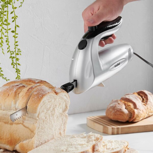 VonShef Electric Carving Knife With Two Serrated Blades For Multi-Purpose Use, Ergonomic Handle Plus Low Vibration & Noise For Your Comfort, Meat, Vegetable or Bread Knife