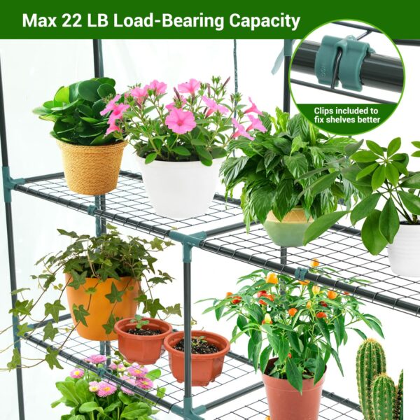 Ohuhu Plastic Greenhouse with Improved Transparent PVC Cover, Portable Walk in Plant Green House, 3 Tiers 12 Shelves Stands Small Greenhouses Backyard Green Houses for Outside Heavy Duty