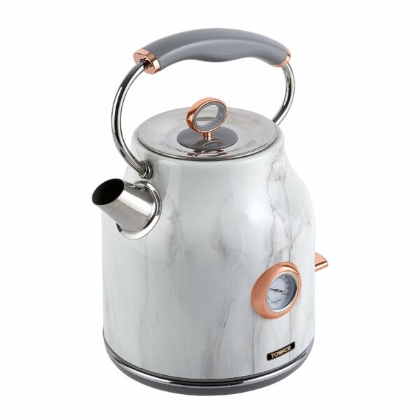 Tower Bottega T10020WMRG 3kW Stainless Steel Kettle with Quiet Boil, Temperature Dial and Boil Dry Protection, 1.7L, 3kW