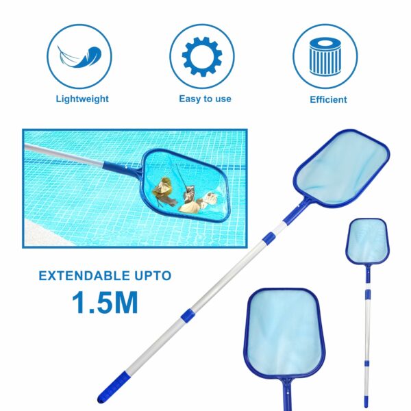 Crystals Pool Skimmer Net - Swimming Pool Cleaning Net with Extendable Telescopic Pole - Fine Mesh Pond Skimmer for Fountain Tubs Spa Fish Tank