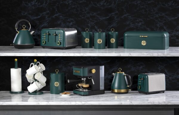 Daewoo Emerald Collection, Pyramid Kettle Electric, Fast Boil Kettle, Family Size 1.7L With Gold Accents