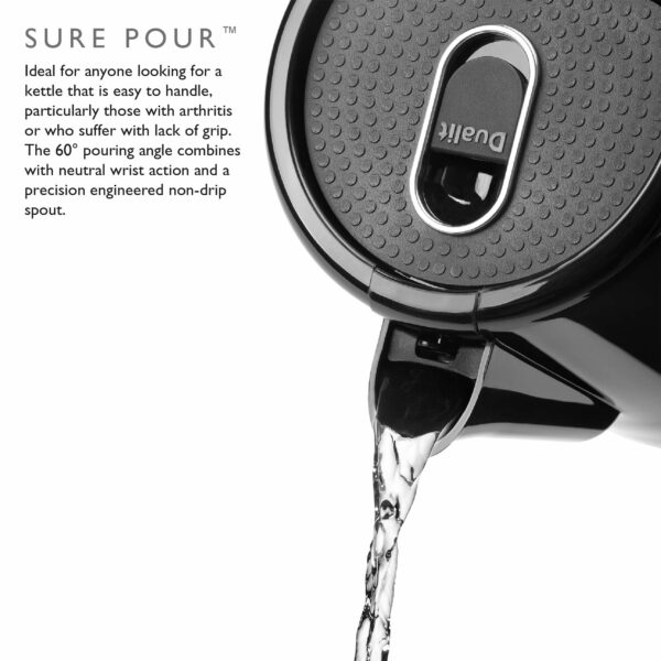 Dualit Studio Kettle | 1.5L 2.4KW Jug Kettle in Black with Polished Trim | Dual Measuring Windows | Fast Boiling BPA Free Kettle | Patented Sure Pour Technology|72110