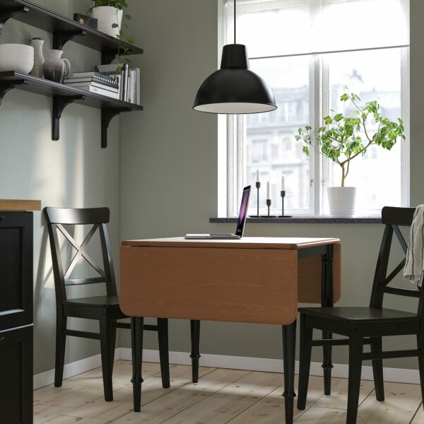 Ikea Danderyd Drop Leaf Table, 74/134x80 cm, Pine Veneer/Black