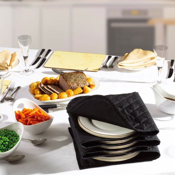 Daewoo 200W Electric Plate Warmer, Double Insulated Sleeve quickly Heats up to 12 Full Size Dinner Plates, Overheat Protection Function, Ideal for Dinner Parties, Christmas Dinner Etc - Black