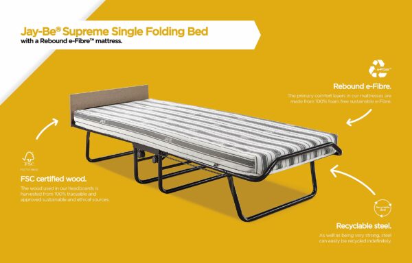 Jay-Be Supreme Automatic Folding Bed with Rebound e-Fibre Mattress - Single