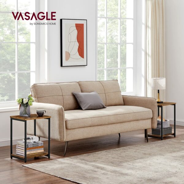 Vasagle Set of 2 Side Tables, 2-Tier Sofa Side Tables, Bedside Tables with Steel Frames