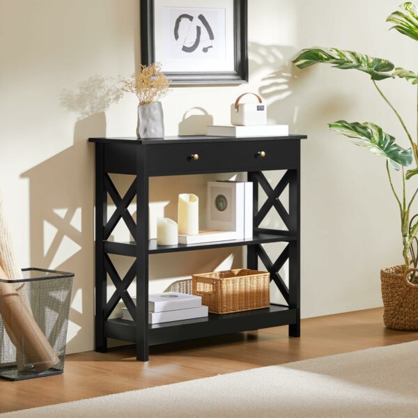 Yaheetech Console Table for Hallway, Slim Entryway Table with Drawer  Shelves, Wood Sofa Table for Small Space