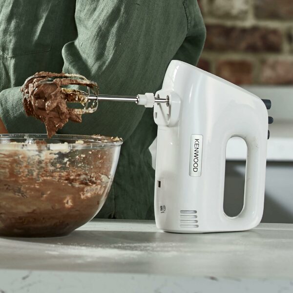 Kenwood Hand Mixer,Electric Whisk, 5 Speeds, Stainless Steel Kneaders and Beaters for Durability and Strength, 450 W, HMP30.A0WH, White
