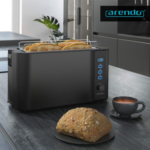 Arendo Frukost 4 slice long slot toaster, Double wall housing, with warming rack, 6 Browning settings, auto bread centring