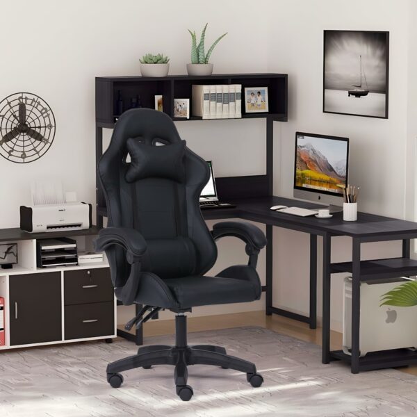 Millhouse Sport Desk Chair, Adjustable Office Gaming Racing Chair with Lumbar and Head Pillow, X3577 - Black