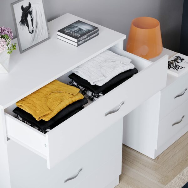 Vida Designs Riano 5 Drawer Chest of Drawers, Metal Handles and Runners, Anti-Bowing Drawer Support, Bedroom, Nursery Furniture, White