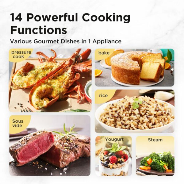 Midea Pressure Cooker 6L, 70% Faster 13 Presets, Recipes on line, 9-in-1 Multi Cooker(Yogurt Maker, Rice Cooker, Slow Cooker, Sauté, Steamer,etc.) Stainless Steels Inner Pot Non-Stick Dishwasher Safe