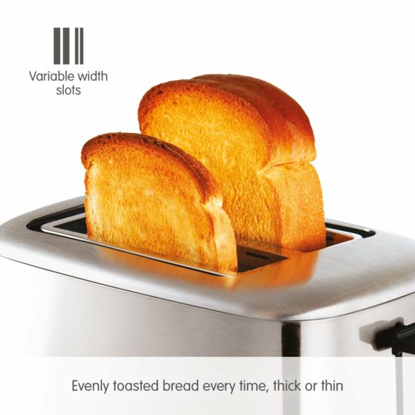 Morphy Richards Equip 2 Slice Toaster,?Defrost and Reheat, 7 Variable Browning Controls, Variable Wide Slots, Removeable Crumb Tray, Stainless Steel, Silver,222067