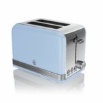 Swan ST19010BLN Retro 2-Slice Toaster with Defost/Reheat/Cancel Functions, Cord Storage, 815W, Retro Blue