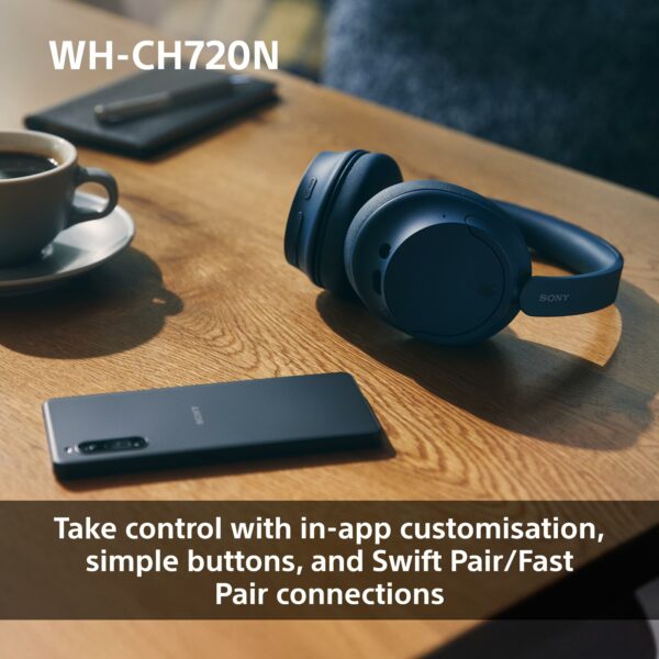 Sony WH-CH720N Wireless Bluetooth Noise Cancelling Over-Ear Headphones, Ambient Sound Mode, Lightweight Design, up to 50 hr battery life, iOS & Android - Black
