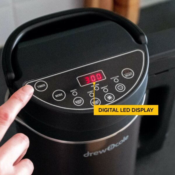 Drew&Cole Soup Chef Pro 1.6L 1000W- Stainless Steel Soup Maker with 8 Functions - Delay Timer Setting - Digital LED Display - 5 Large Servings - Self-Cleaning - Cooks, Steams, Blends & Sautes