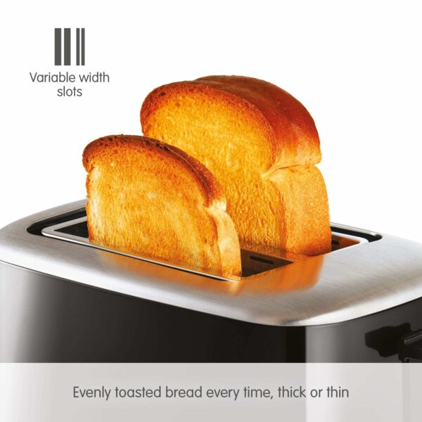Morphy Richards Equip Black 2 Slice Toaster - Defrost And Reheat Settings - 2 Slot - Stainless Steel - 222064