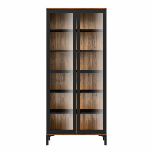Furniture To Go | Roomers Display Cabinet Glazed 2 Doors in Black and Walnut
