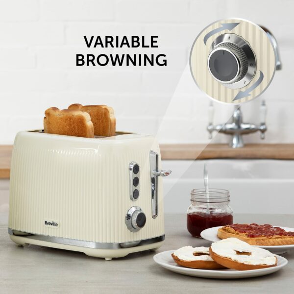 Breville Bold 2 Slice Toaster with High-Lift & Wide Slots | Cream & Silver Chrome [VTR003]