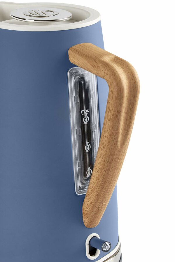 Swan Nordic 4 Slice Toaster, Blue, 1500W, Scandi Style, ST14620BLUN & Nordic Jug Kettle, 1.7 Litre, Blue, Rapid Boil, Wood Effect Handle, Soft Touch Housing and Matte Finish, 3KW, SK14610BLUN