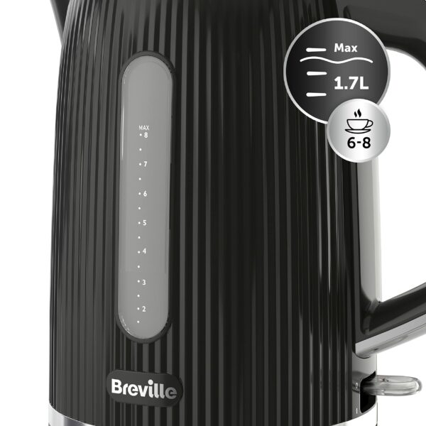 Breville Bold Black Electric Kettle | 1.7L | 3kW Fast Boil | Black & Silver Chrome [VKT221]