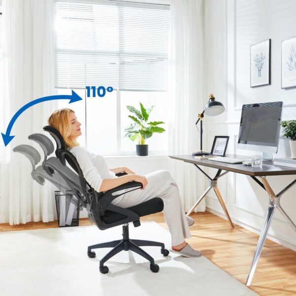 Yaheetech Ergonomic Computer Desk Chair, High Back Home Office Chair with Flip-up Armrest and Lumbar Support for Home Study or Manager Work Black