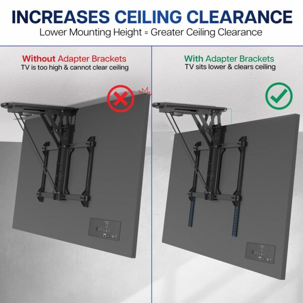 VIVO Vertical VESA Extender Plate Bracket Kit Designed for Low VESA Pattern TV’s, Fits TV Ceiling Mounts, 2 Brackets, Black, MOUNT-AD165