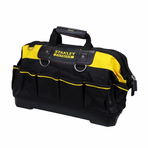 Stanley Fatmax Technician Tool Bag, Heavy Duty 600 Denier and Leather, Multifunctional Tool Storage Organiser, 18 Inch, Black/Yellow, 1-93-950
