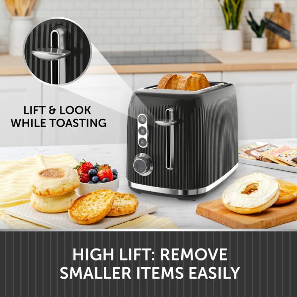 Breville Bold 2 Slice Toaster with High-Lift & Wide Slots | Black & Silver Chrome [VTR001]