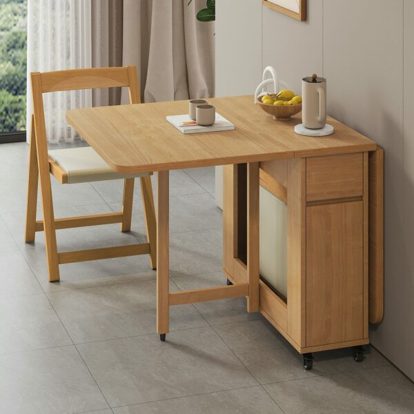 oiakus Extendable Dining Table Set, Wooden Folding Dining Table With 4 Chairs